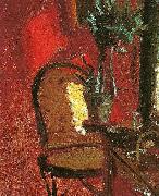 Anna Ancher interior med stol og plante oil painting